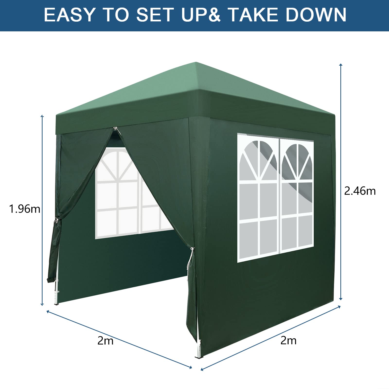 Bonnlo Pop Up Gazebo with Sides 3m x 3m, Easy Setup Instant Outdoor Canopy, Folding Garden Gazebo, Party Tent Grey