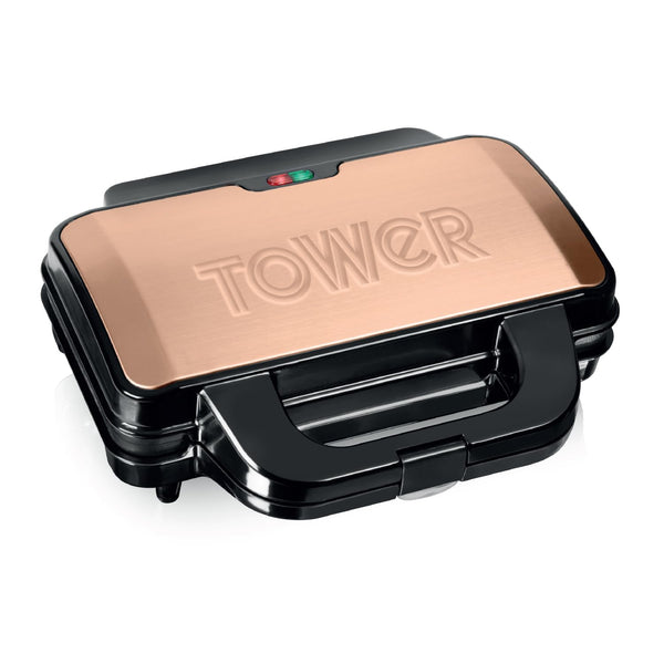 Tower T27032 3-in-1 Deep Filled Snack Maker with Non-Stick Coated Plate and Automatic Temperature Control, 900W, Stainless Steel