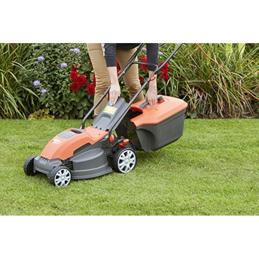 Flymo Speedi-Mo 360C Electric Wheeled Lawn Mower, 1500 W, Cutting Width 36 cm, Orange/black