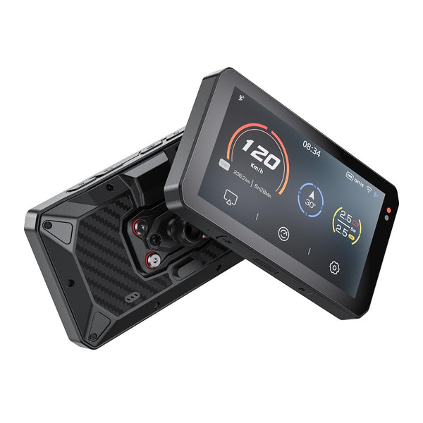 AIO-5 Lite Motorcycle Carplay Android Auto GPS Navigation System, BSD, STARVIS HDR 5" LCD, 60FPS,5G Wi-Fi BT, IP67 Waterproof, Support Siri Google Assistant, 24H Parking Mode, Dedicated App