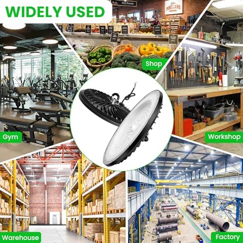 6 Pack 100W UFO LED High Bay Light 15000LM, 6000K Super Bright Workshop Lighting, IP65 Waterproof LED Garage Industrial Lights, Commercial Bay Lighting for Workshop, Warehouse, Garage, Factory
