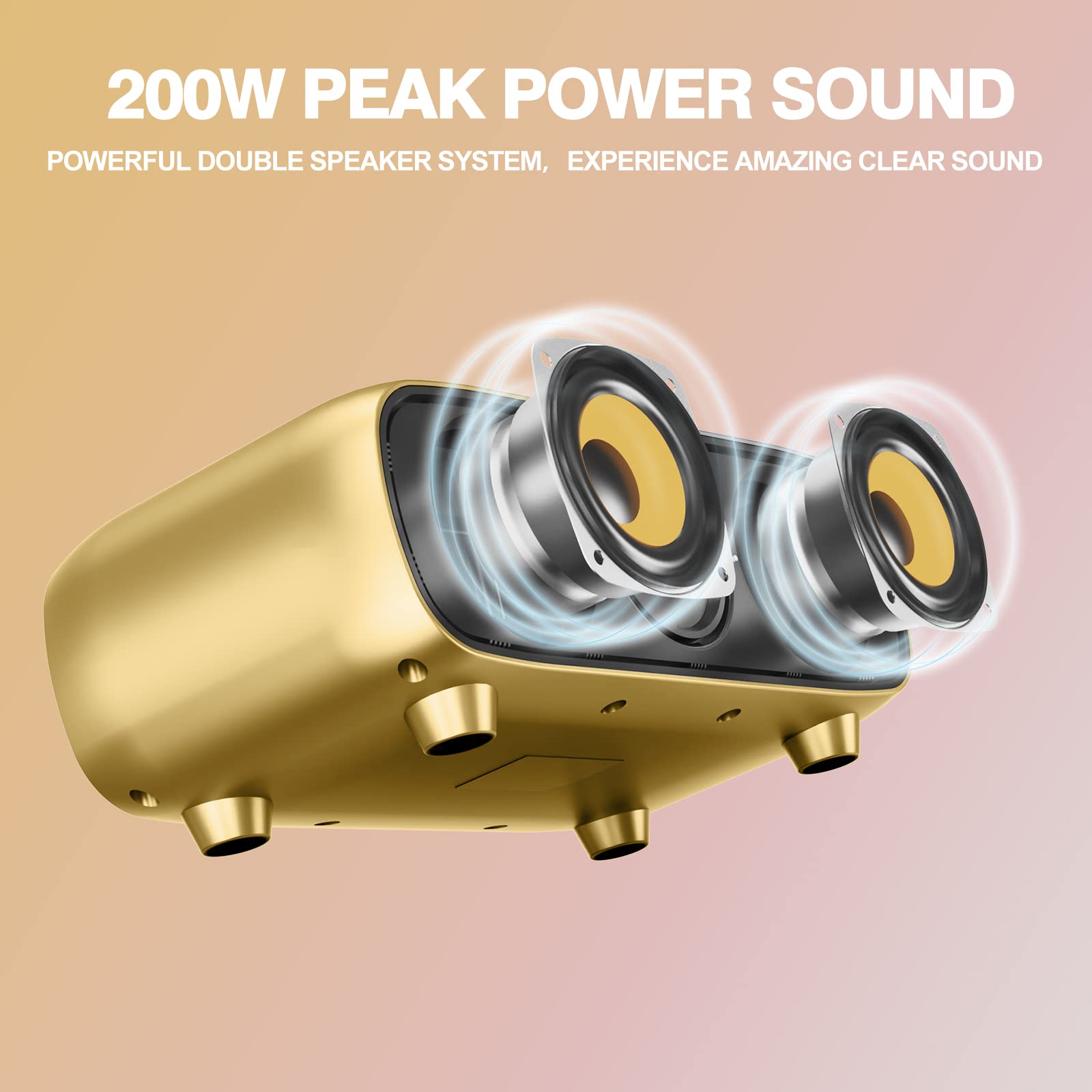 Upgrade Karaoke Machine for Adults and Kids,Portable Bluetooth 2 UHF Wireless Karaoke Microphone with Holder/USB/TF Card/AUX-in,PA Speaker System for Home Party, Picnic,Car,Outdoor/Indoor-Grey