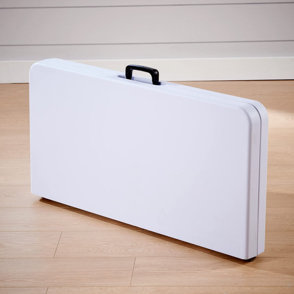 Home Source Square 86cm Folding Trestle Heavy Duty Table for Camping Catering BBQ Picnic Party Car Boot Sale, White