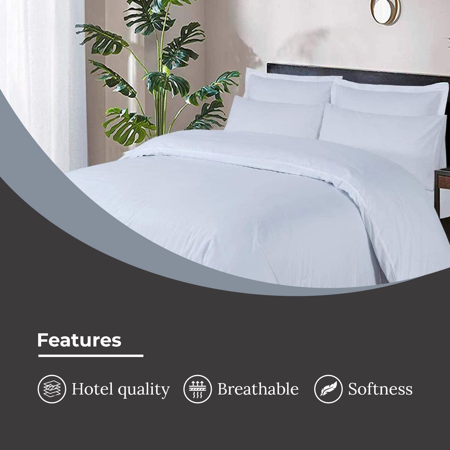 DTEX HOMES Duvet Cover Set 100% Pure Cotton Hotel Quality 800 Thread Count Duvet Set with Pillowcases Easy Care and Super Soft Luxury Bedding Super