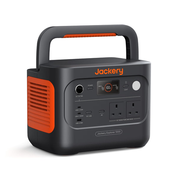 Jackery Explorer 1000V2 Portable Power Station (2024 New) + 2x 100W Solar Panels + 5M Extension Cable, 1070Wh LiFePO4, 1500W AC & 100W USB-C Output, 1-Hour Fast Charge