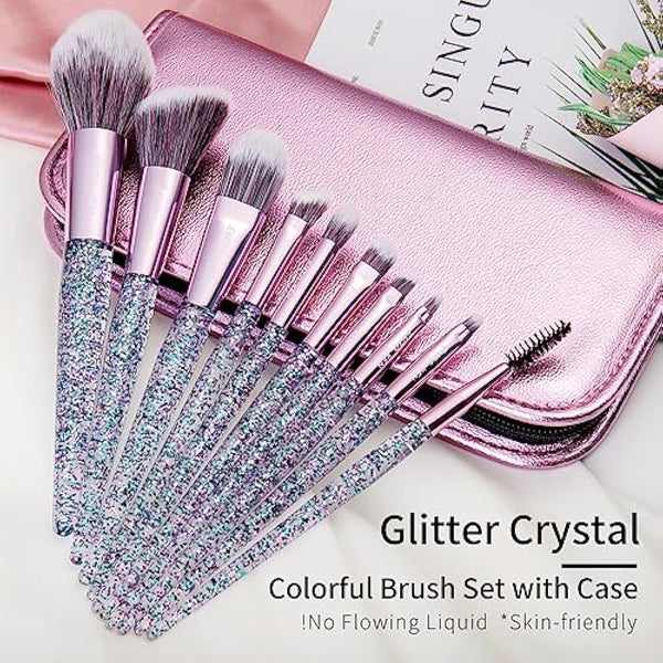 ENZO KEN Glitter Makeup Brushes Set Professional, Vegan Makeup Brush Set with Case, Cosmetic Brushes Makeup Set, Make up Brushes Vegan, Purple Make up Brushes Set Professional.