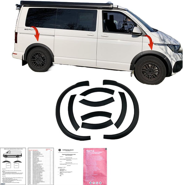 Oneway Set Wheel Arch Trims compatible with Volkswagen Transporter T6.1 2020-2022 (Short wheel base) - Matt black