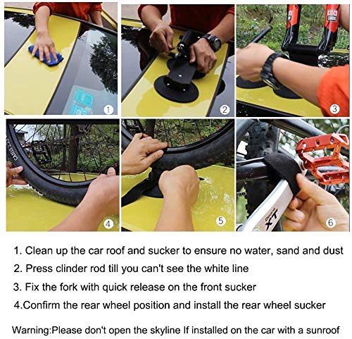 ROCKBROS Suction Bike Rack Car Roof Bike Rack Bicycle Carriers for Cars Roof Bicycle Holder Roof Mounted Quick Release Aluminium Alloy with Sucker