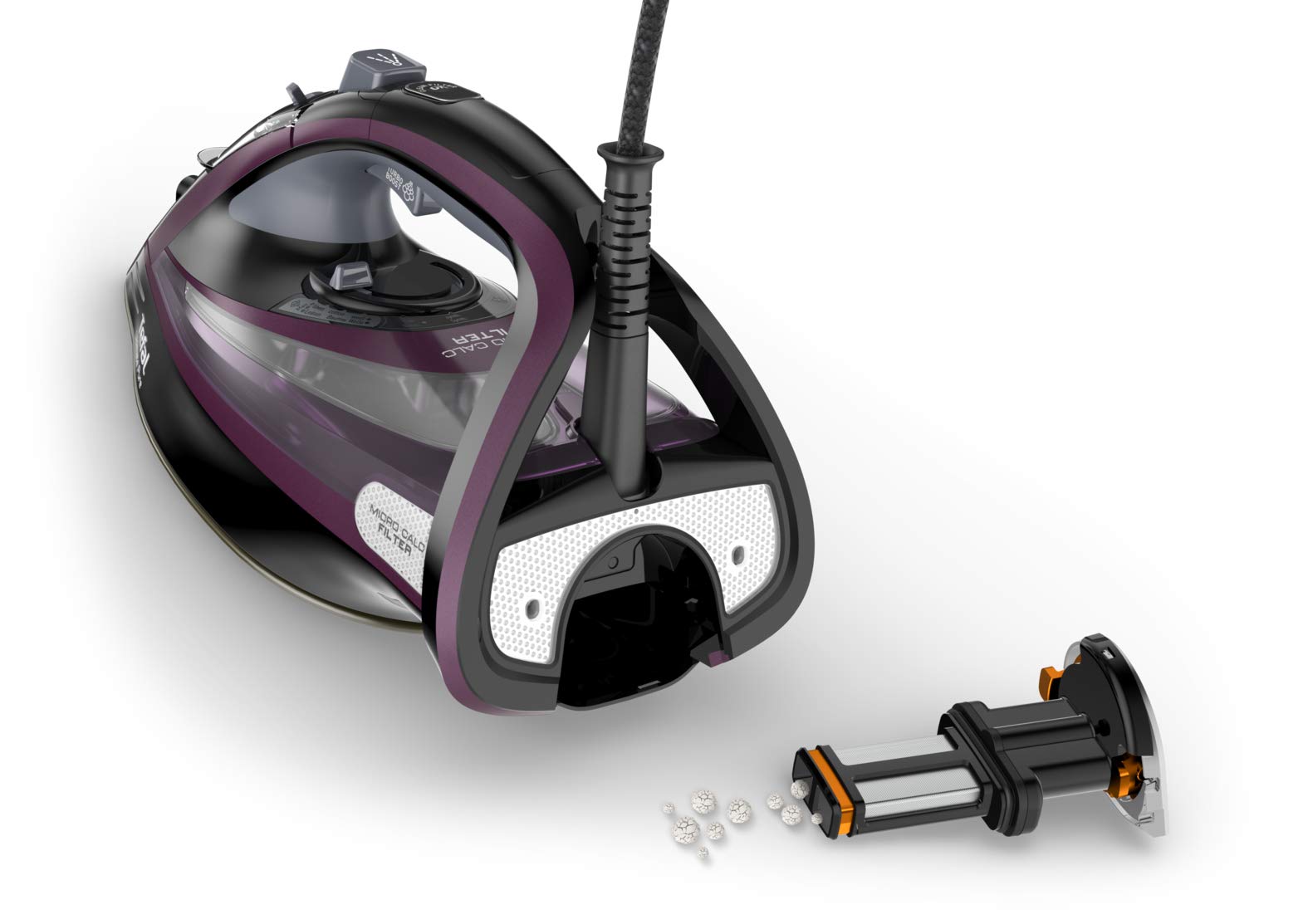 Tefal Ultimate Pure Steam Iron, 3100W, 260g/min Steam Boost, 350ml Water Tank, 3m Cord, Non-Stick Durilium Soleplate, Anti Scale, Anti-drip, Black and Rose Gold FV9845G0