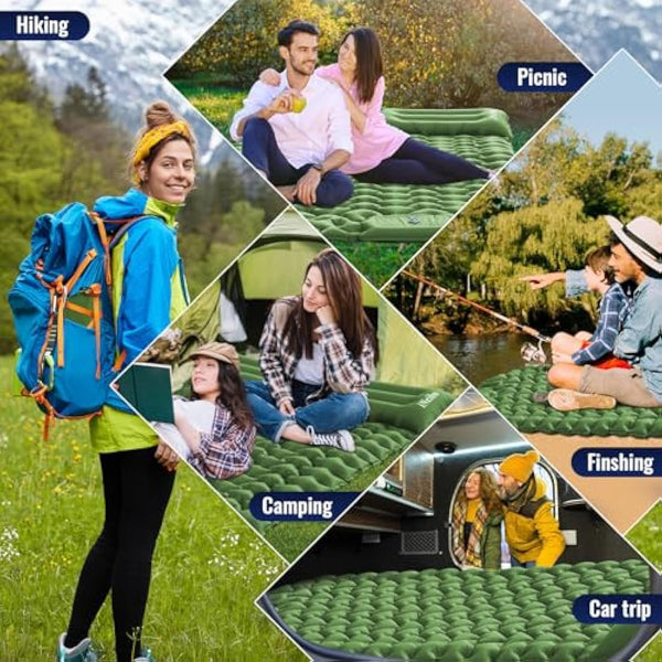 iNeibo Sleeping Pad, Inflatable Sleeping Mat with Bulit-in Foot Pump Pillow, Compact Waterproof Camping Air Mattress for Outdoor Camping, Backpacking, Hiking, Traveling