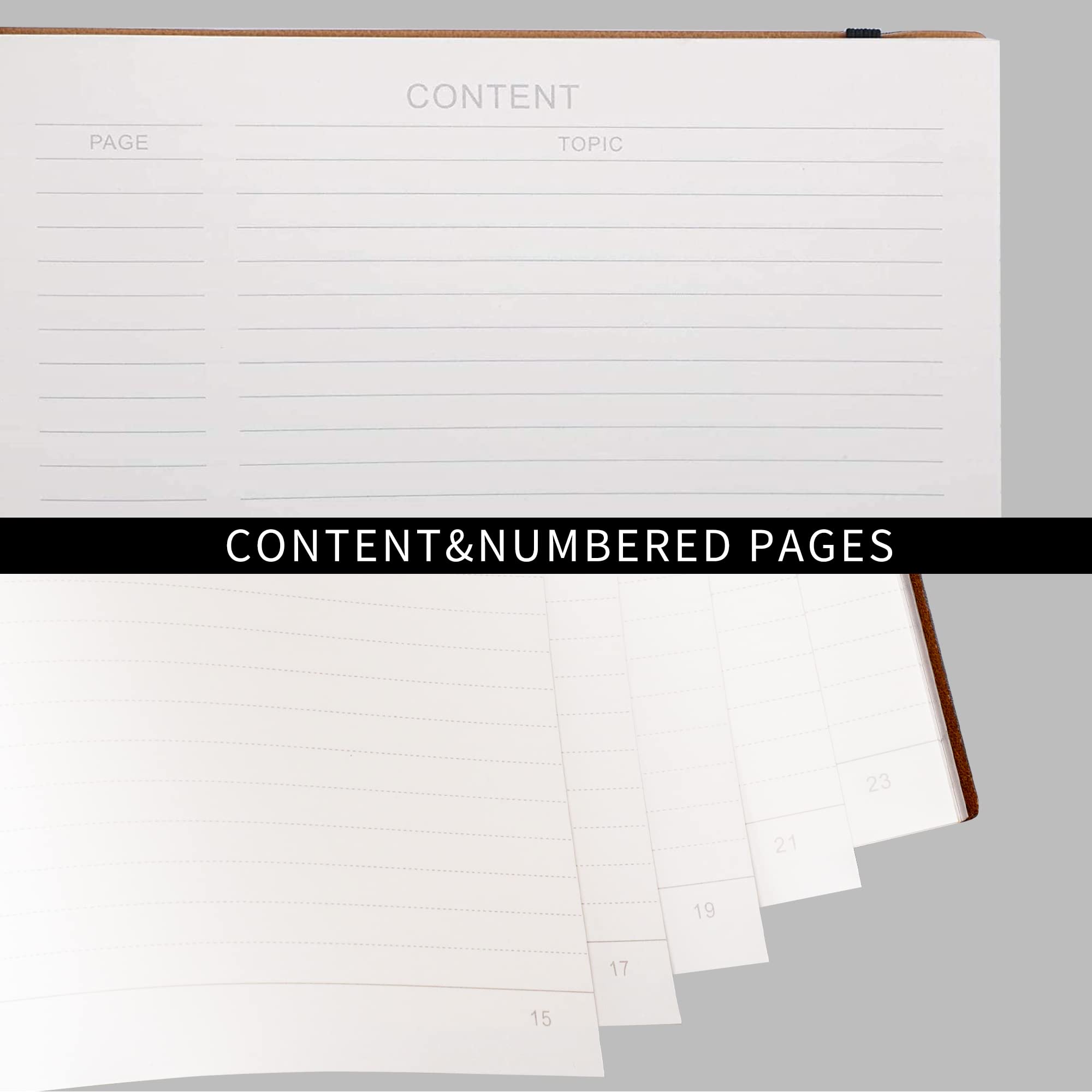 RETTACY Lined Journal Notebook - A5 Note Book Hardcover Thick Notepad 320 Numbered Pages for Writing,100gsm Lined Paper, Leather Hardcover, for Women Men Work Office School,14.5 x 21cm - Black