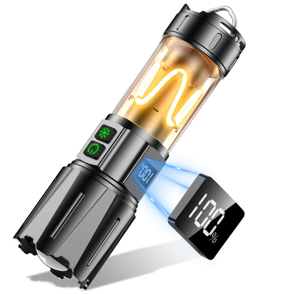 Relybo Torches Led Super Bright Rechargeable, 1000000 Lumens Flashlight Torches Battery Powered, 10 Modes Camping Torch, Powerful Torch Flash Light for Dog Walking Hiking Camping Emergency Gift