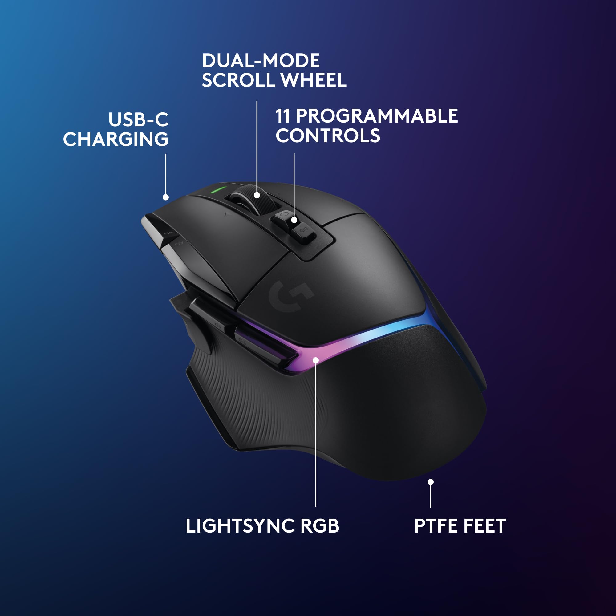 Logitech G G502 X PLUS LIGHTSPEED Wireless RGB Gaming Mouse - Optical mouse with LIGHTFORCE hybrid switches, LIGHTSYNC RGB, HERO 25K gaming sensor, compatible with PC - macOS/Windows - Black