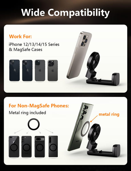 Airplane Phone Holder - Klearlook 4 in 1 Adjustable Phone Stand for Travel,360 Rotation Handsfree Viewing Flight Phone Holder,Foldable Travel Essential,Accessory for Flying/Traveling/Home/Office-Black