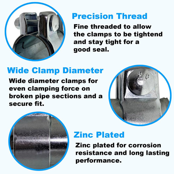 BITS4REASONS E-TECH EC015.5 New Model Heavy Duty Adjustable Exhaust Pipe Joiner/Connector 63-66MM, 125MM Long