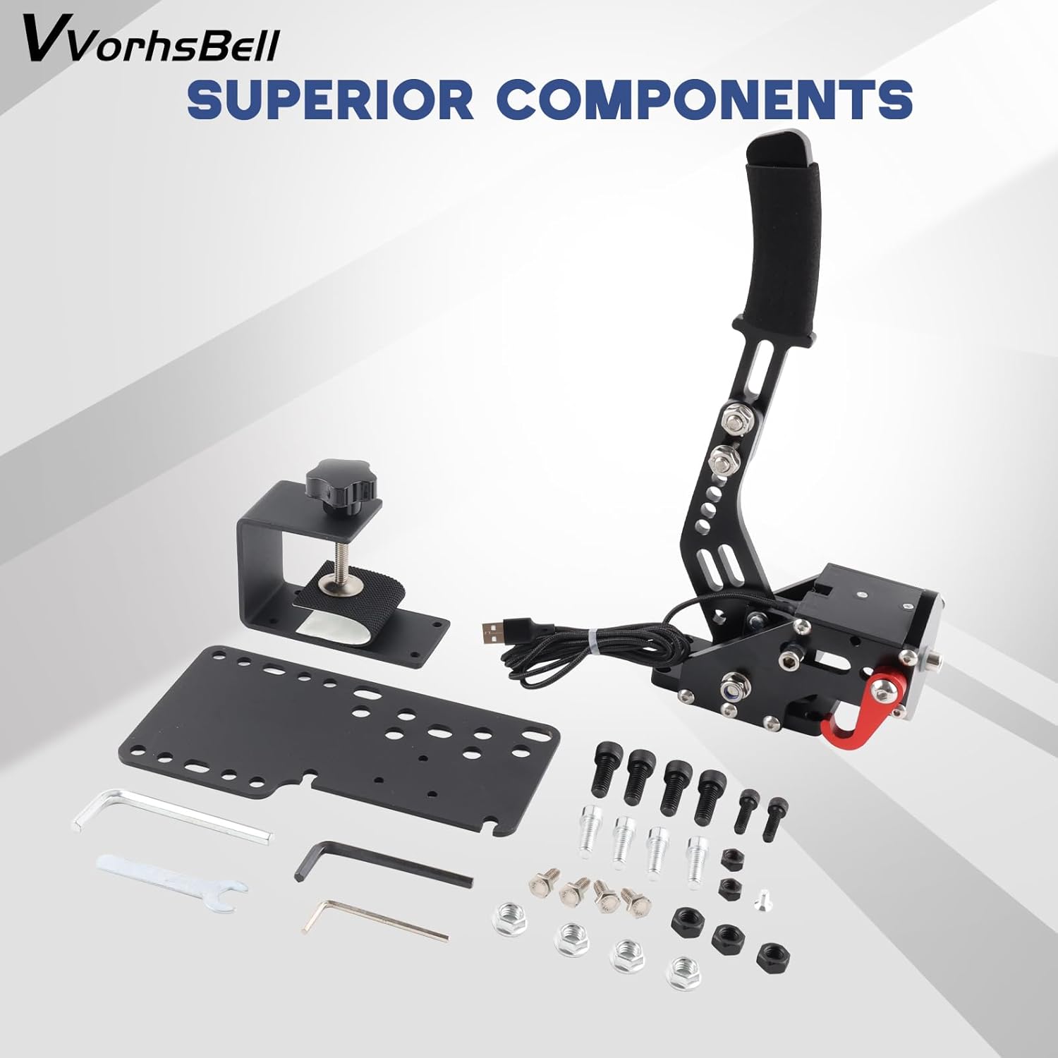 VVORHSBELL USB Handbrake 16 Bit SIM PC Racing Games Compatible with logitech G25 G27 G29 G920 G923 & Thrustmaster T300 T500 Adjustable Linear Handbrake For Simulator Games