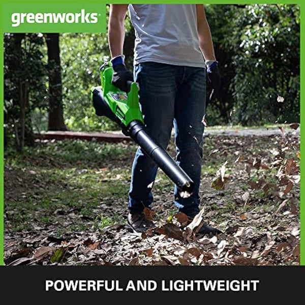 Greenworks 40V Cordless Leaf Blower with Cruise Control, Lightweight Axial Leaf Blower 177km/h 11.05m3/min, 2Ah Battery & Charger, Electric Leaf Blower Cordless Garden Blower, 3 Year Guarantee G40ABK2