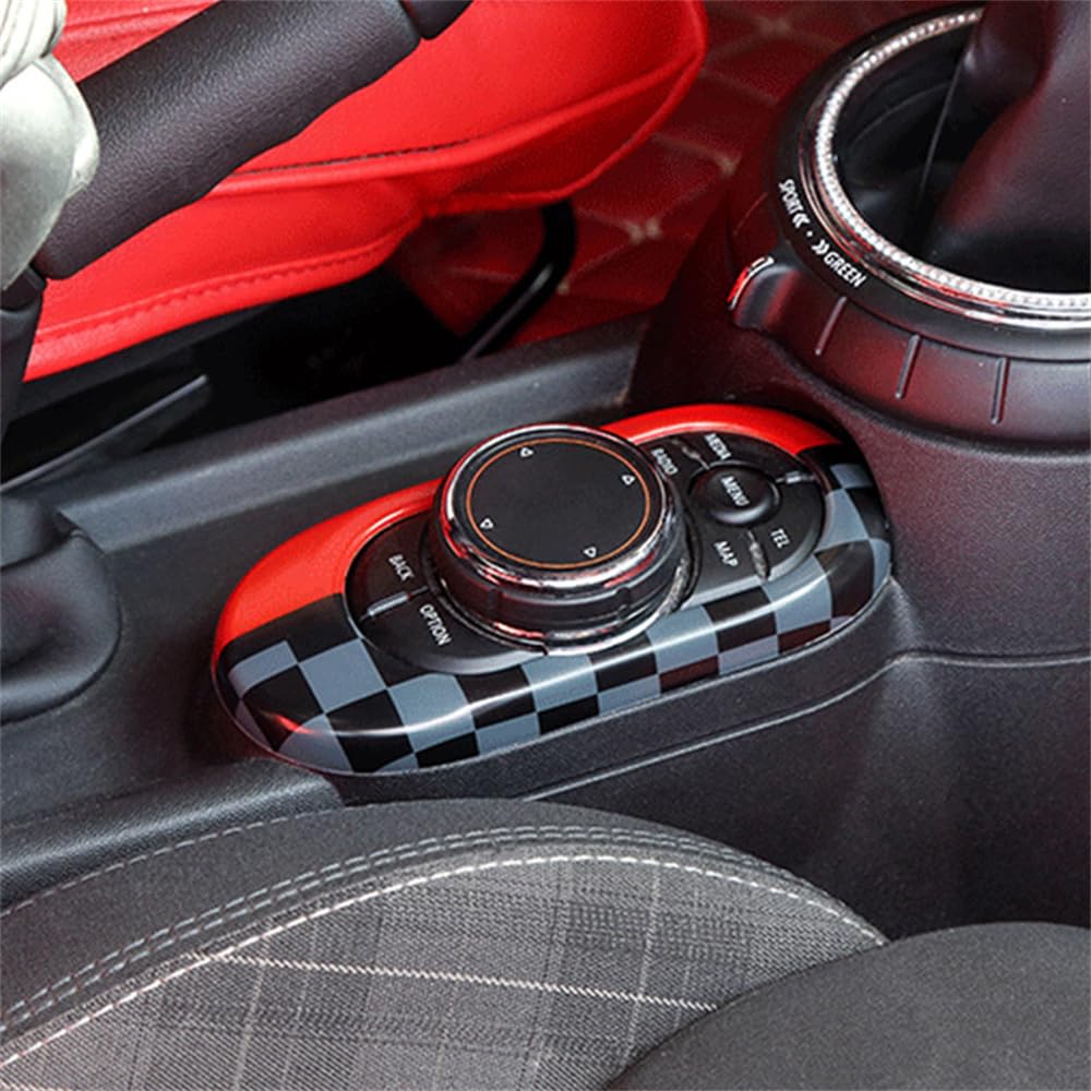 ABS Plastic Center Console Multimedia Gear Shift Panel Frame Trim Cover for Mini Cooper F55 Hardtop F56 Hatchback F57 Convertible 2014~2020 (Union Jack Gray)