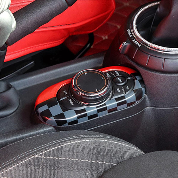 ABS Plastic Center Console Multimedia Gear Shift Panel Frame Trim Cover for Mini Cooper F55 Hardtop F56 Hatchback F57 Convertible 2014~2020 (Union Jack Gray)