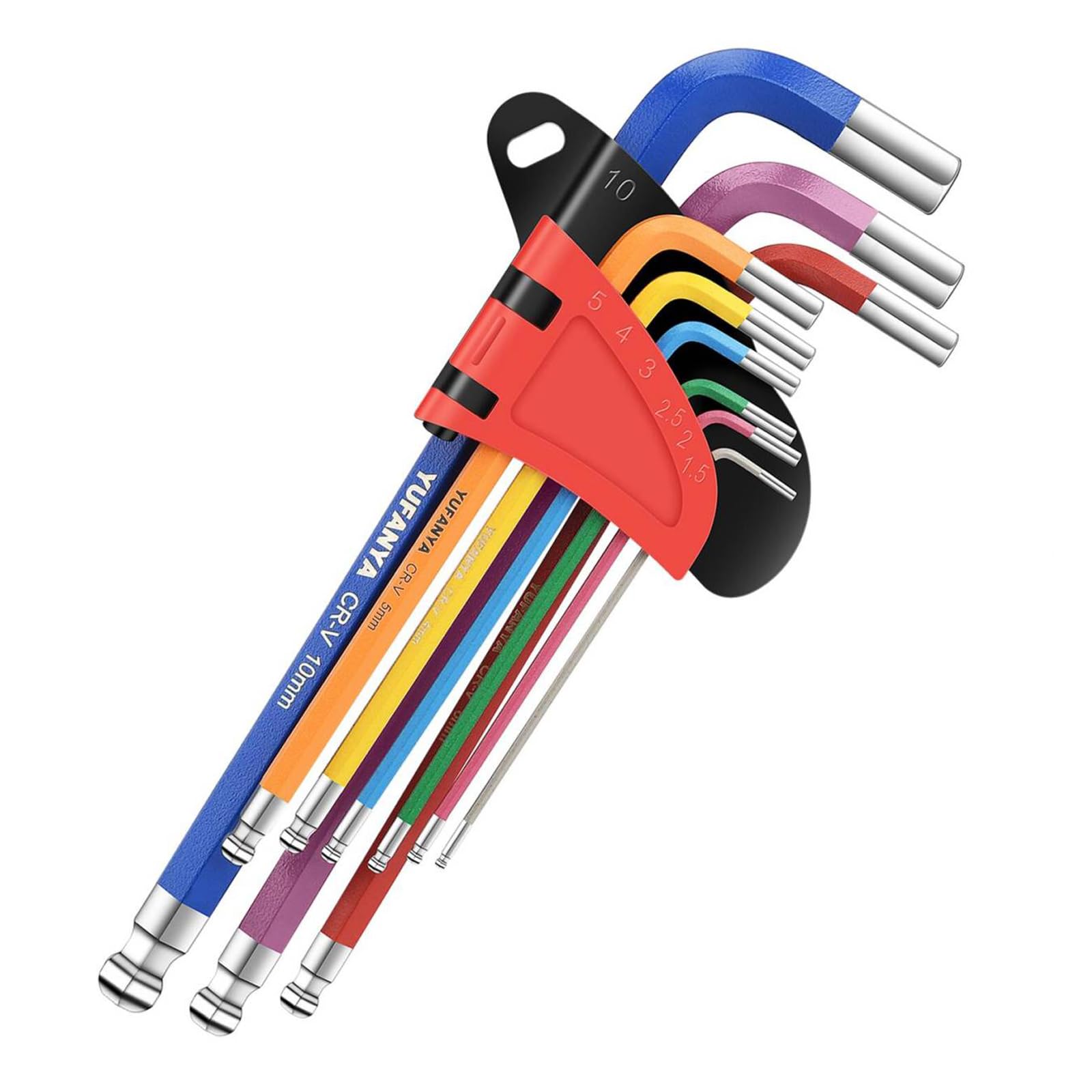 18PCS Allen Key Set,Metric Ball End Allen Hex Key Set and Torx/Star Key Set with Colour Coding,Sizes T10-T50,1.5mm-10mm for Furniture Assembly,Bike,Motorcycle Maintenance,Household DIY,Case Package