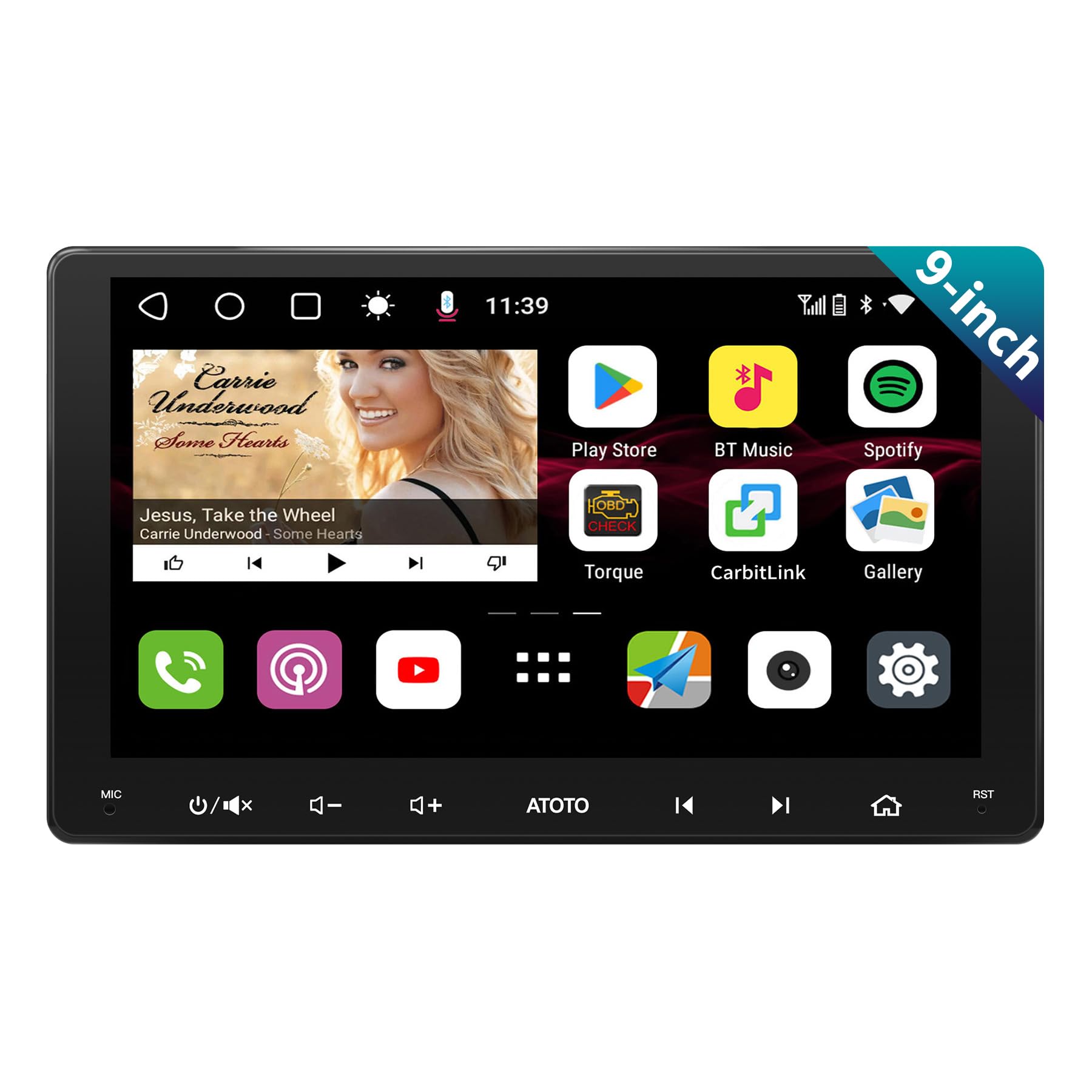 ATOTO S8MS 9" QLED 1280*720 Android Double Din Car Stereo, Built-in 4G LTE, Wireless Android Auto & Wireless CarPlay In Dash Video Receivers, GPS Tracking, 4G+32G, Dual Bluetooth, LRV, SCVC,S8G2094MS