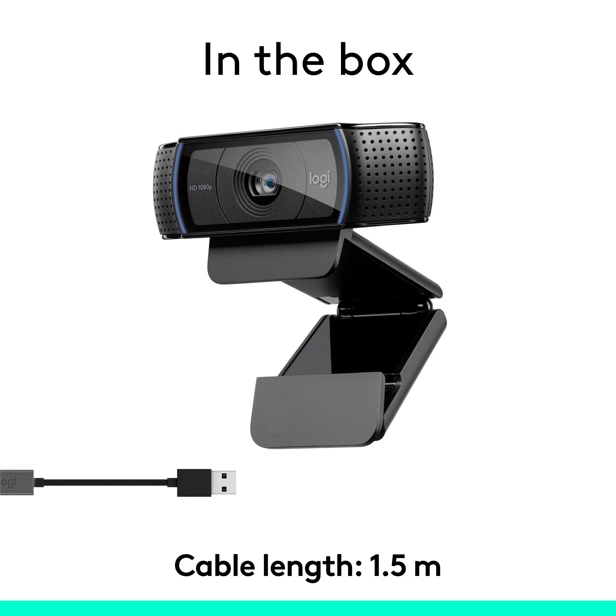 Logitech C920 HD Pro Webcam, Streaming, Full HD 1080p/30fps Video Calling, Clear Stereo Audio, HD Light Correction, Works with Skype, Zoom, FaceTime, Hangouts, PC/Mac/Laptop/Macbook/Tablet - Black