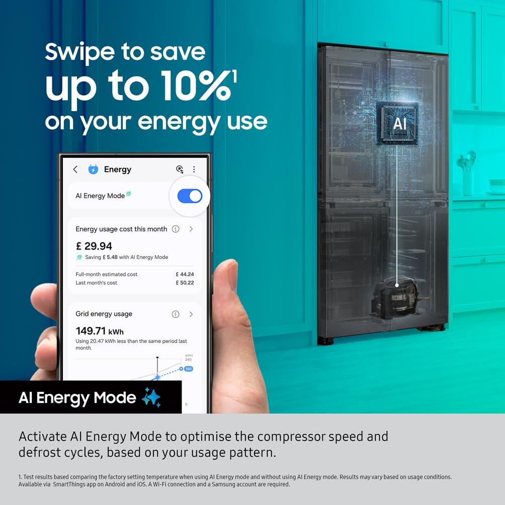 Samsung Series 7 SpaceMax RS70F66KCTEU 634L Smart American Fridge Freezer, Silver