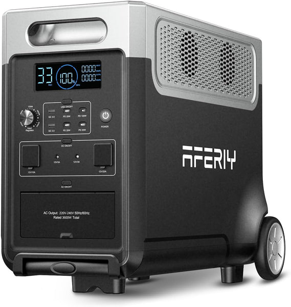 AFERIY Portable Power Station 3600W 3840Wh with 3.8-11.5kWh Expandable Capacity, Electric Generator LiFePO4 as Backup Battery, 220V-240V, EPS, UPS, BMS, Solar Generator for Home, Camping, Travel