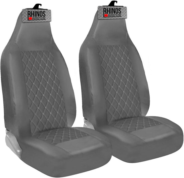 rhinos autostyling For Land Rover Discovery SPORT (2014 ON) - Premium Luxury Car Seat Covers - Grey Quilted Diamond Leather - 2 x Fronts