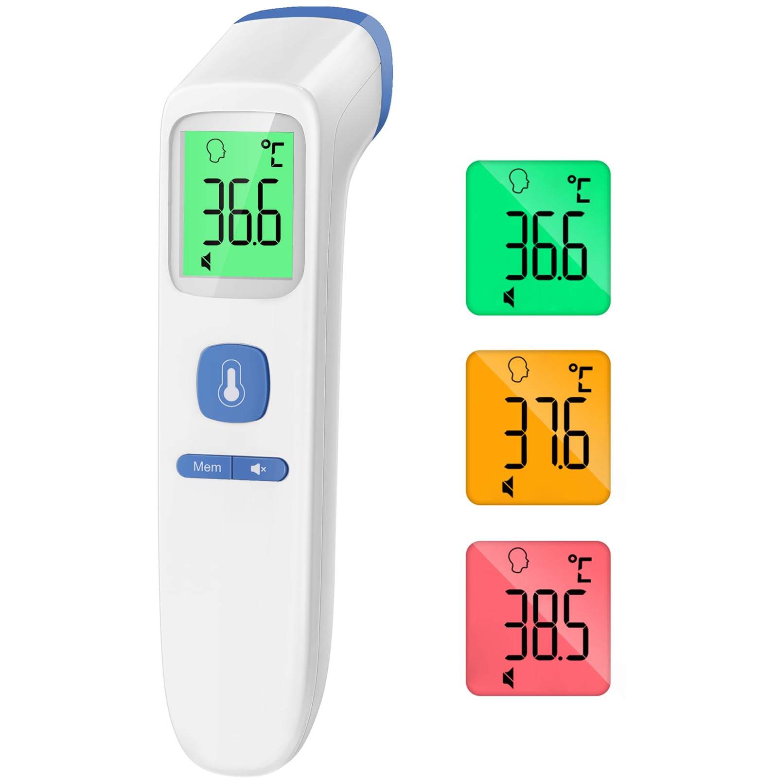 No-Touch Forehead Thermometer for Adults, Infrared Digital Thermometers for Kids, Touchless Baby Thermometer, Accurate Reading with LCD Display, Mute Mode, Memory Recall, Fever Alarm