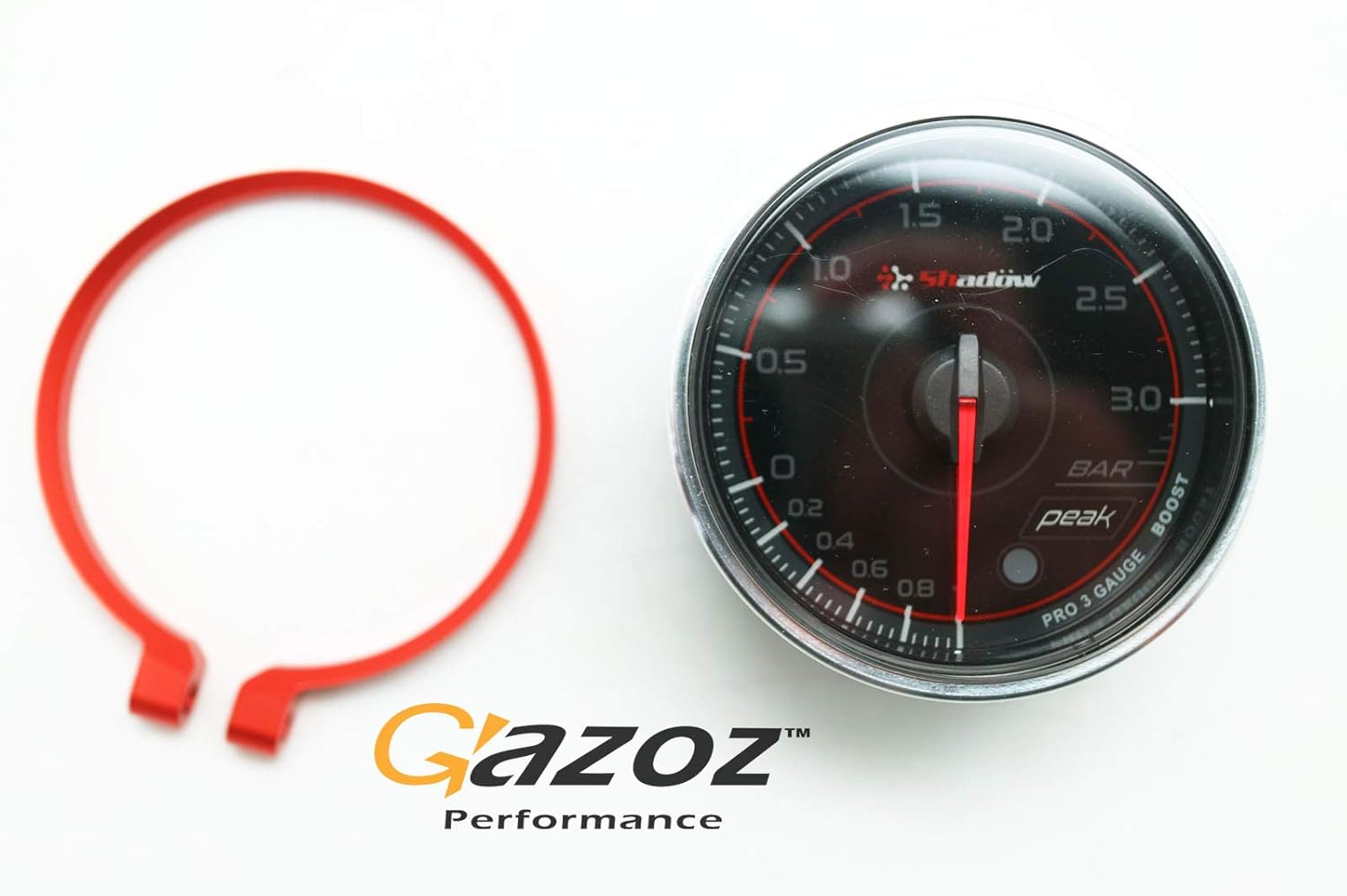 Gazoz Performance 52mm Boost Gauge PRO3 BF Turbo Meter 3 BAR Dual LED Electrical - Shadow Gauge