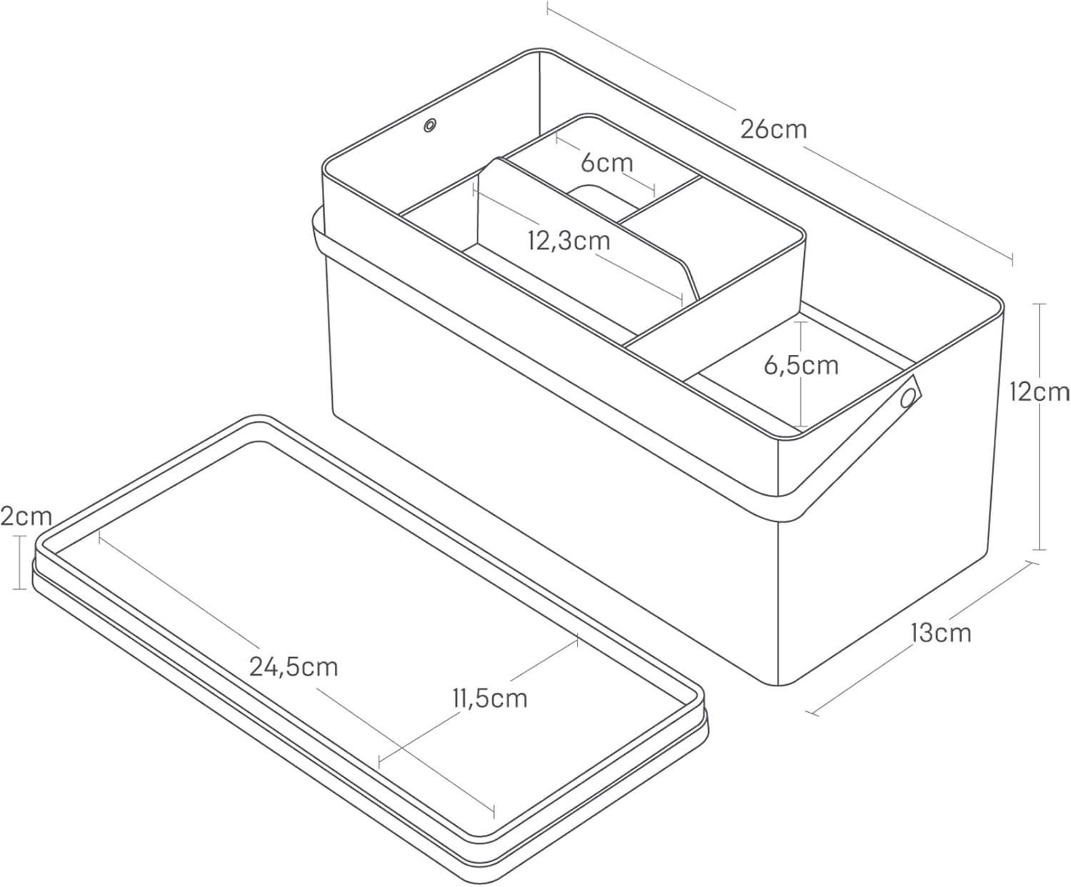 YAMAZAKI 5060 TOWER Sewing Box, White, Steel/Wood/ABS Resin/Cotton/Polyester, Minimalist Design, 27 x 14 x 13.5 cm (LxWxH)