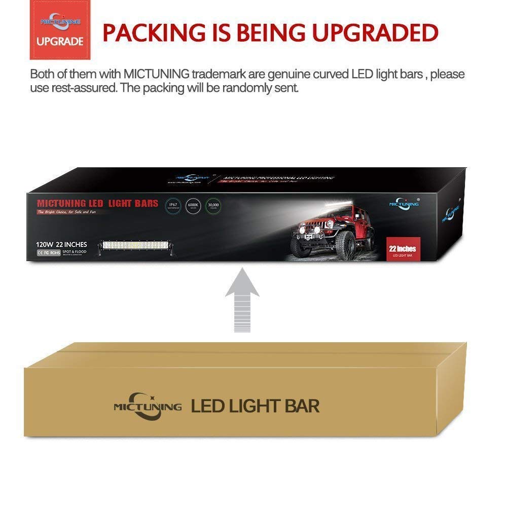 MICTUNING 50 Inch 288W Curved Led Light Bar-Work Lights Flood Spot Combo Beam Waterproof 10-32v for 4WD SUV UTE Offroad Truck ATV UTV