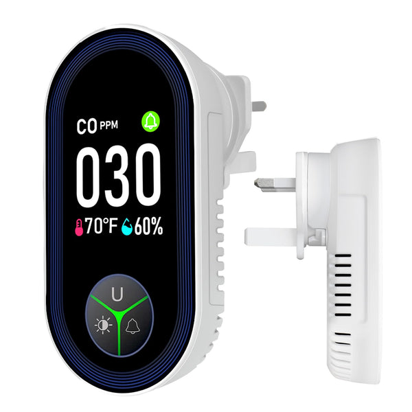 LSENLTY Upgraded Carbon Monoxide Detector Plug in Wall, Carbon Monoxide Detectors with HD Screen&Indicator Visual&Audible Alarm, 3-in-1 CO Detector(CO Gas Meter, Temp and Humidity) for Home RV Travel