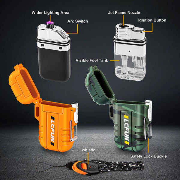 Electric Lighter Rechargeable USB, Electronic Plasma Arc Lighter Windproof and Waterproof for Hiking, Camping, Outdoor, Survival, Tactical, EDC Gear, Gifts for Him Men (Black)