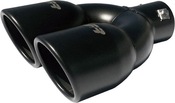 SIMONI RACING TRX/59N Universal Exhaust Terminal, Dual Inclined Outlet in Stainless Steel Black