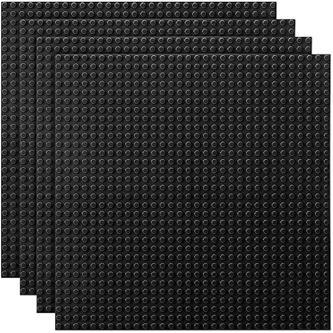 Etarnfly 4 Pack Classic Base Plates,25.5 x 25.5 cm Building Board Baseplates 100% Compatible with All Major Brands,Black