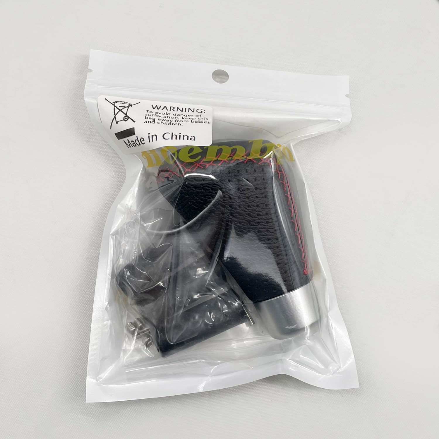 Car Gear Shift Knob 5 Speed, Universal Leather Gear Shift Lever, Manual Shift Lever Stick Cover with 3 Hoses 8mm 10mm 12mm Suitable for Most Manual Automotive Vehicles