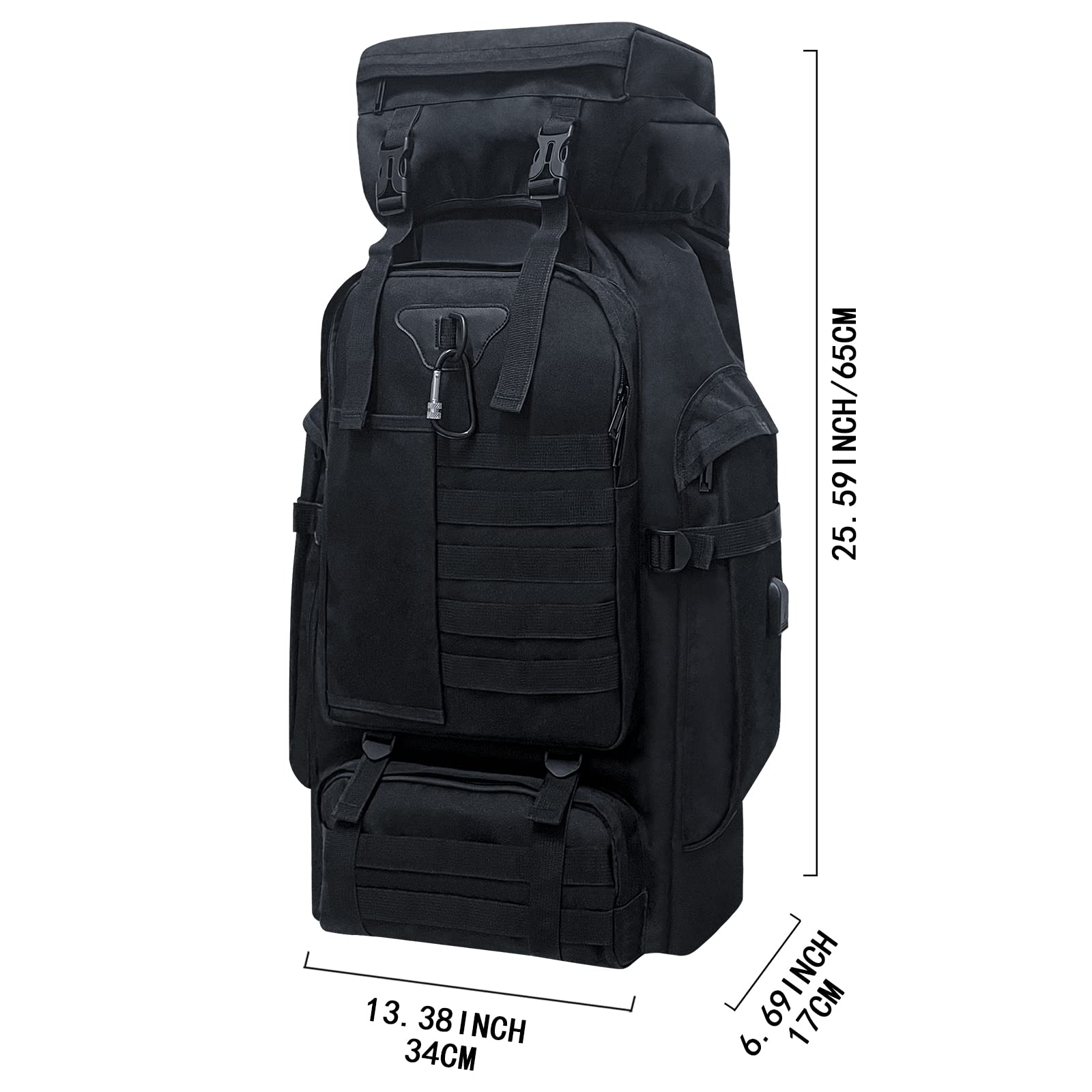 Wesoke 80L 100 liters Camping Hiking Backpack for Men, Extra Large Survival Hunting Backpack, Waterproof Big Molle Military Tactical Rucksack, Oversized Outdoor Sport Travel Daypack