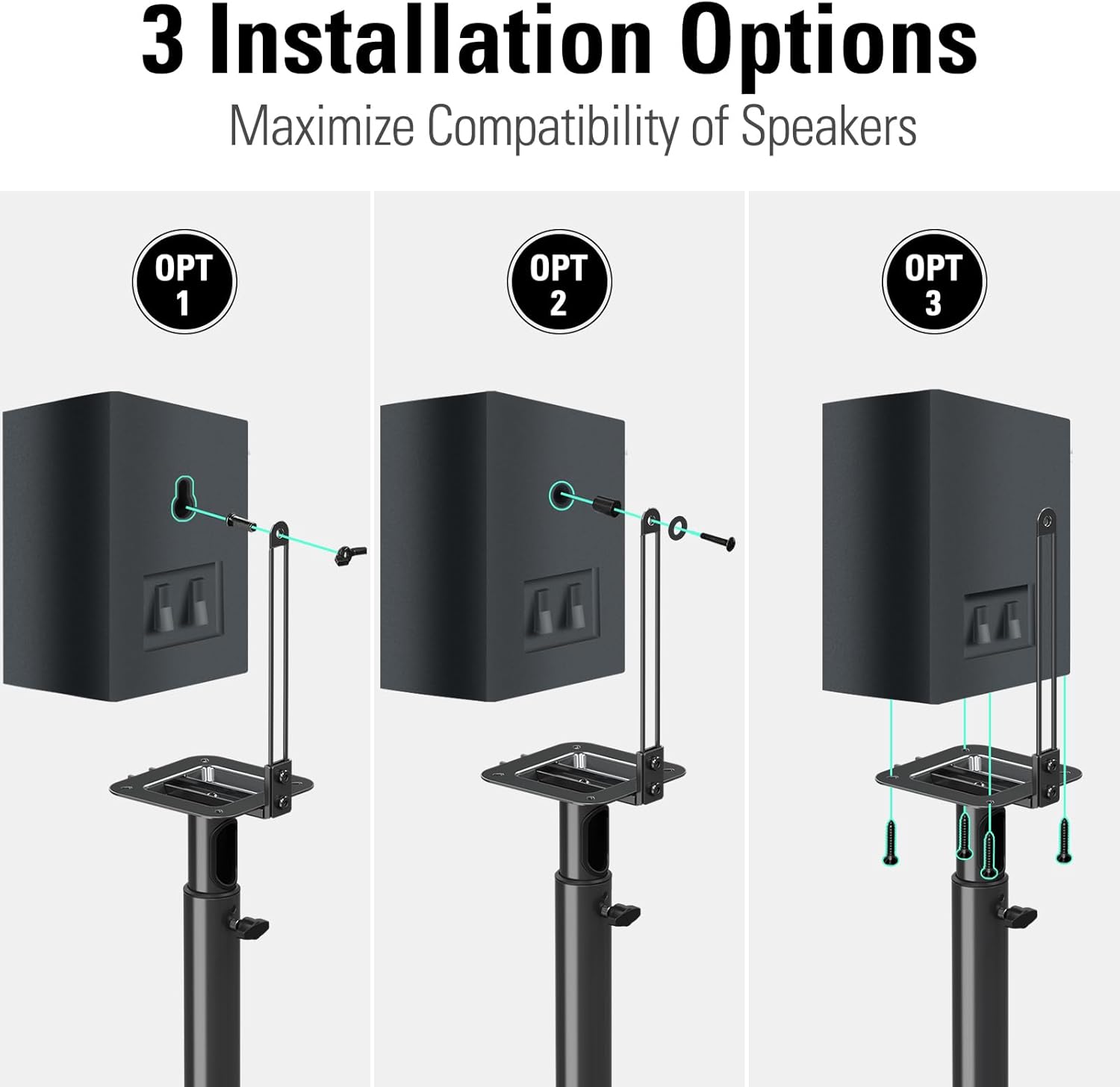 Mounting Dream Speaker Stands Height-Adjustable for Satellites up to 5 kg, Set of 2 Floor Stands