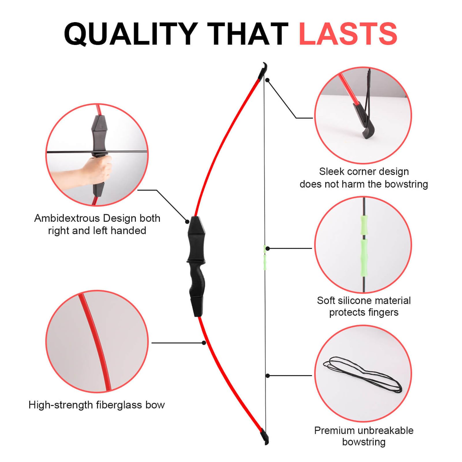 Dostyle Recurve Bow and Arrows Set Teenagers Archery Beginner Gift for Outdoor Archery Training (Red)