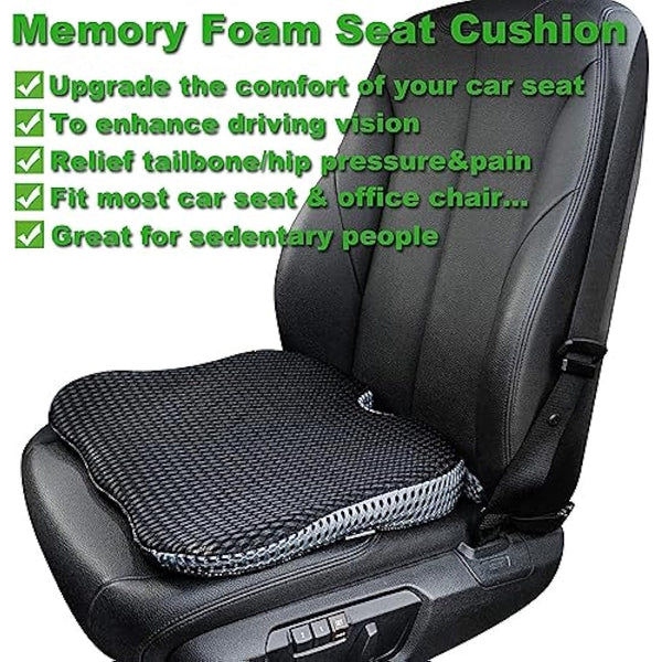 FOUNDCOOL Universal Memory Foam Car Seat Cushion for Driving Wedge Adult Booster Support Driver Seat Cushions Tailbone Back Pain Pressure Relief Office Chair Wheelchair Pad