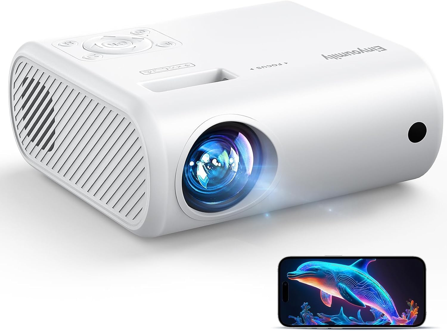 Projector, 2025 Upgraded 15000 Lumens Full HD 1080P Supported, Einyoumily Portable Mini Projector, Small Video Projector, Home Theatre 130", Compatible With iOS/Android/TV Stick/HDMI/USB