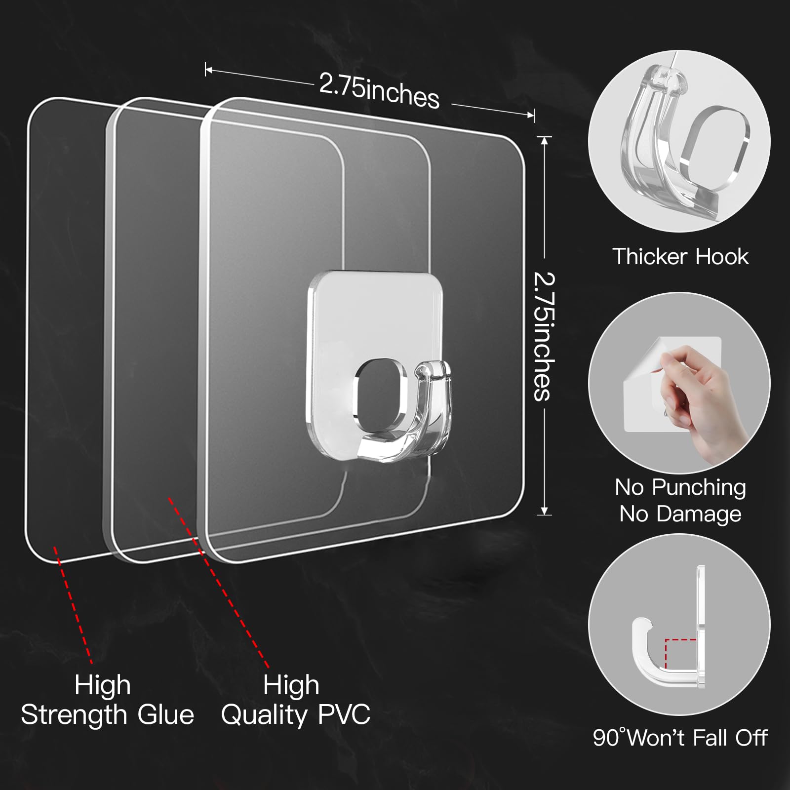 Latoxcaa Large Adhesive Hooks, 10 Pack Heavy Duty Utility Hooks for Hanging 33lb, Damage Free Sticky Hanging, No Trace Self-Adhesive Wall for Kitchen Bathroom Office Multiple Uses