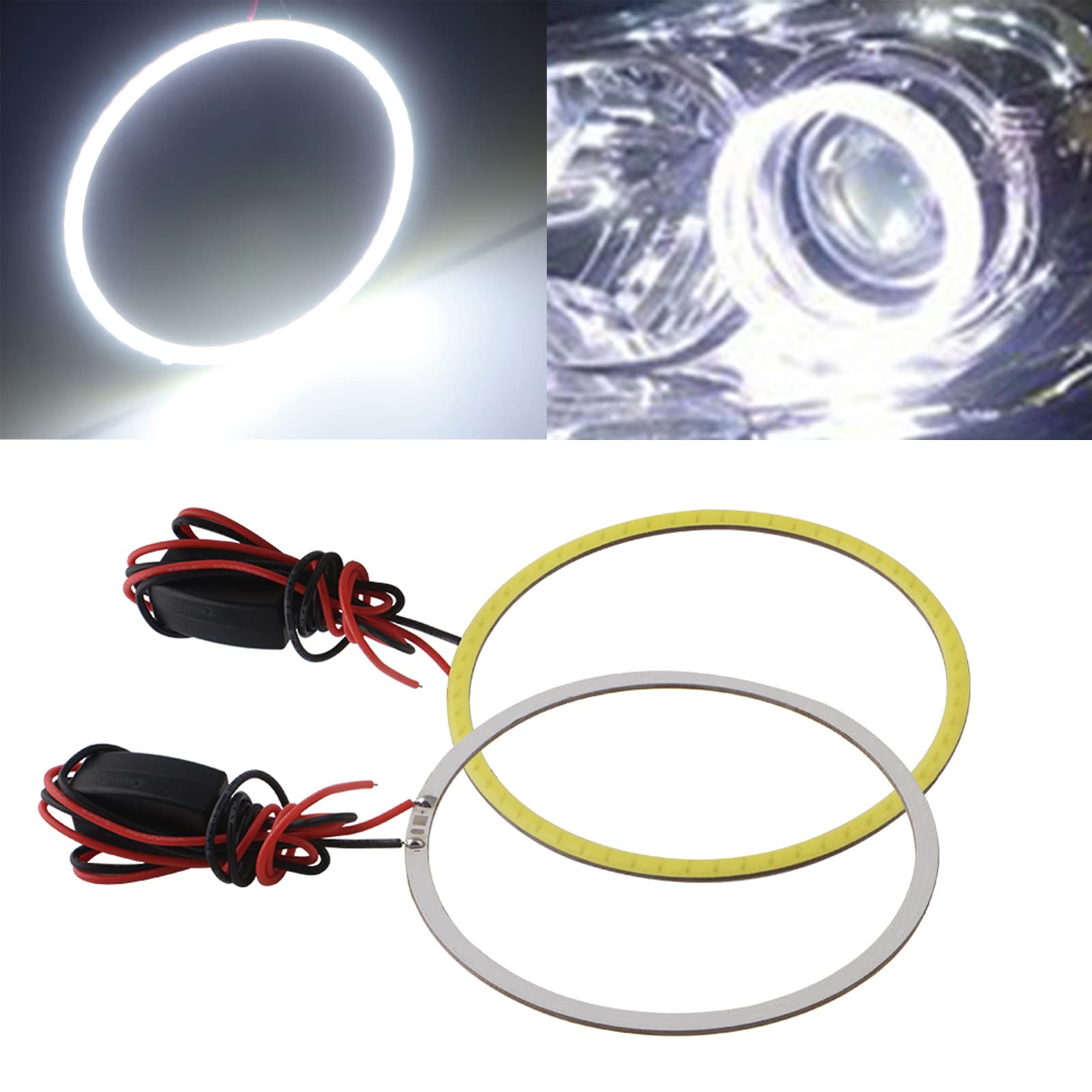 Qasim Car Angel Eyes COB Light Halo Ring 120MM 93SMD Headlight Lamp White 12V 24V(Pack of 2PCS)