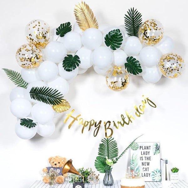 90 Pieces 11 Kinds Fake Leaves Monstera LeavesArtificial Palm Leaves Tropical Party Decorations Jungle Safari Leaves With Faux Stem For Hawaiian Luau Party Jungle Beach Table Leave Decorations