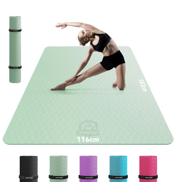 HAPBEAR Large Yoga Mat for Women-183cm116cm6mm, TPE Non-Slip, Durable, Eco-Friendly, Extra Large Thick Wide Exercise Mat for