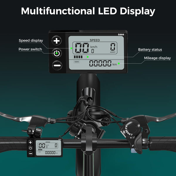 HITWAY Electric Bike for Adults, 20"*3.0 Fat Tire E-Bike 250W Electric Bicycle, Folding Electric Bike, 36V/12Ah Removable Battery, Range 35-90KM, 7-Speed Mountain E Bike for Men Women