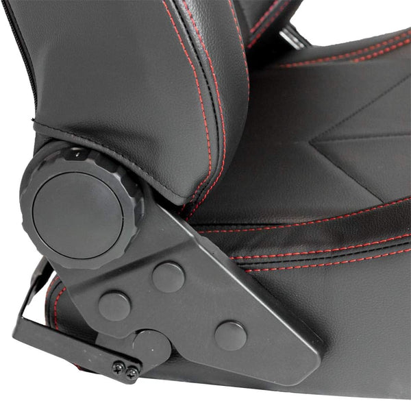 AutoStyle Sport seat 'TN' - Black Synthetic leather + Red stitching - Dual-side reclinable back-rest - incl. slides