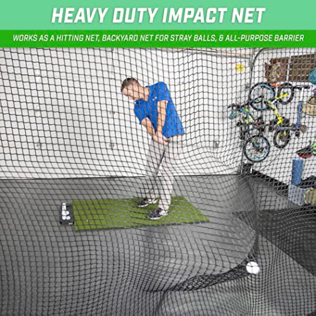 GoSports Sports Netting - Hitting Net for Golf, Baseball, Hockey, Soccer, LAX and More - 10 ft, 15 ft, 20 ft